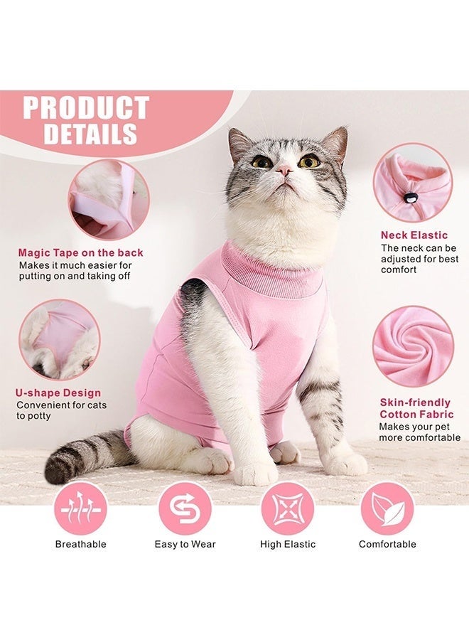 Cat Surgery Recovery Suit Kitten for Cats After Surgery Female Breathable Kitty Spay Suit for Abdominal Wound Skin Diseases E-Collar Alternative Wear Pink,L - Image 3